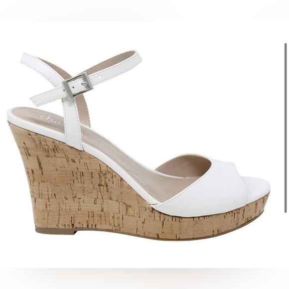 Charles by Charles David White Wedge Sandals - Size 9 - Picture 1 of 7